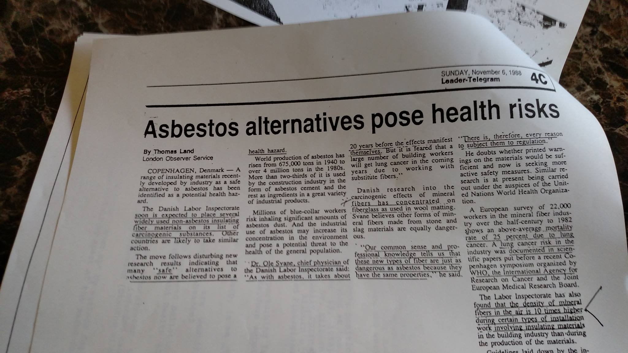 A picture of a newspaper article from 1988