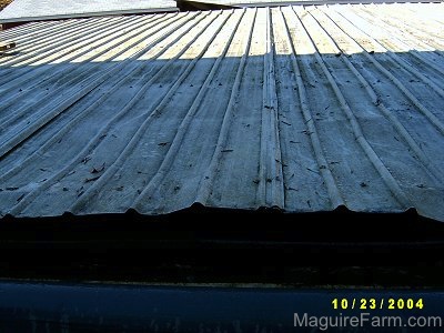 A bent metal tin roof